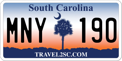 SC license plate MNY190