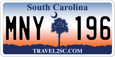SC license plate MNY196