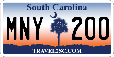 SC license plate MNY200