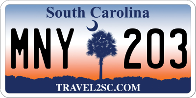 SC license plate MNY203