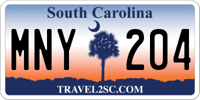 SC license plate MNY204