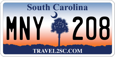SC license plate MNY208