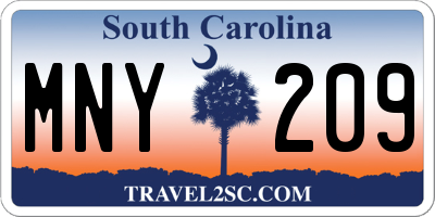 SC license plate MNY209