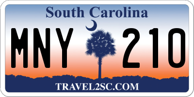 SC license plate MNY210