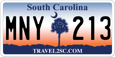 SC license plate MNY213