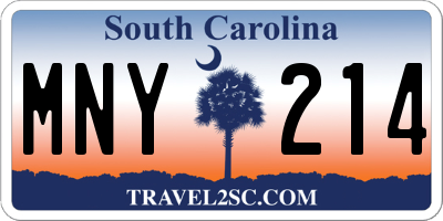 SC license plate MNY214