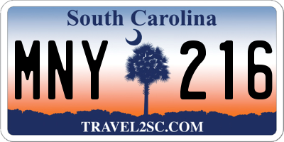 SC license plate MNY216