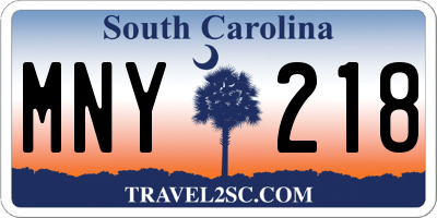 SC license plate MNY218
