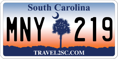 SC license plate MNY219
