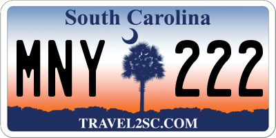 SC license plate MNY222