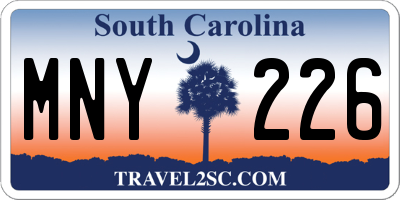 SC license plate MNY226
