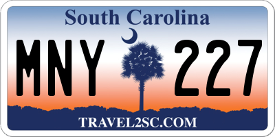 SC license plate MNY227