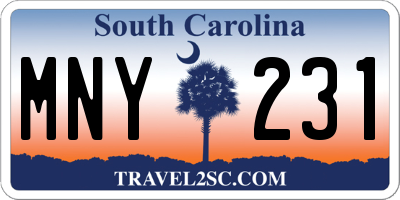 SC license plate MNY231