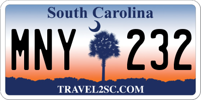SC license plate MNY232
