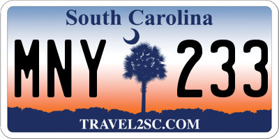 SC license plate MNY233