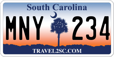 SC license plate MNY234
