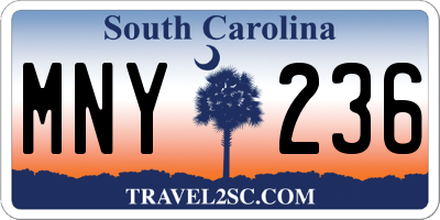 SC license plate MNY236