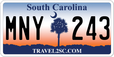 SC license plate MNY243
