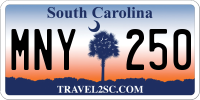 SC license plate MNY250