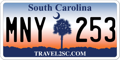 SC license plate MNY253