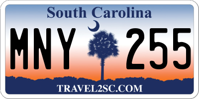 SC license plate MNY255