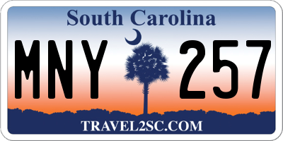SC license plate MNY257