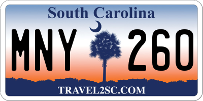 SC license plate MNY260