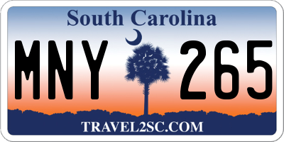 SC license plate MNY265