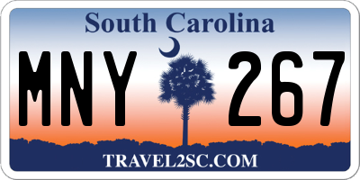 SC license plate MNY267