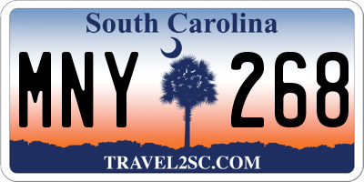 SC license plate MNY268