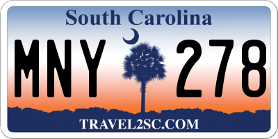 SC license plate MNY278