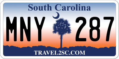 SC license plate MNY287