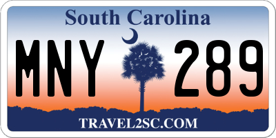 SC license plate MNY289