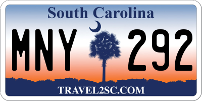 SC license plate MNY292