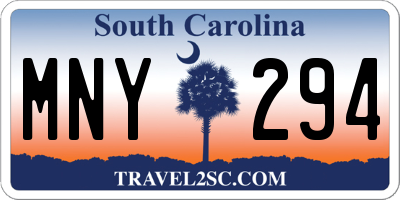 SC license plate MNY294