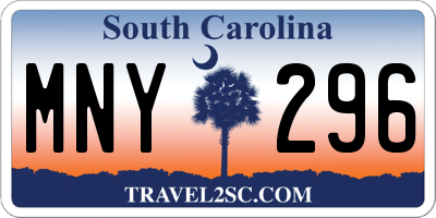 SC license plate MNY296