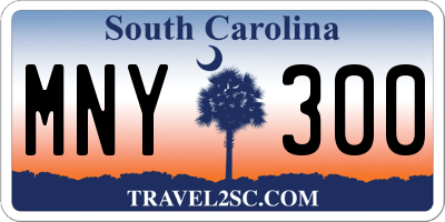 SC license plate MNY300