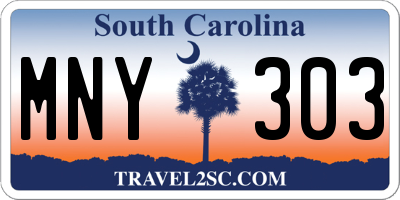 SC license plate MNY303