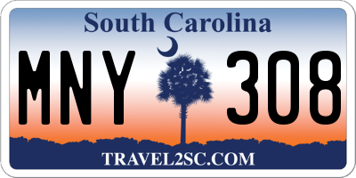 SC license plate MNY308