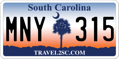 SC license plate MNY315