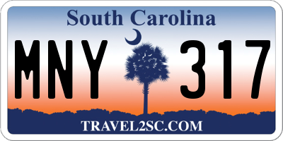 SC license plate MNY317