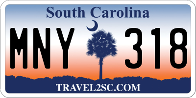SC license plate MNY318