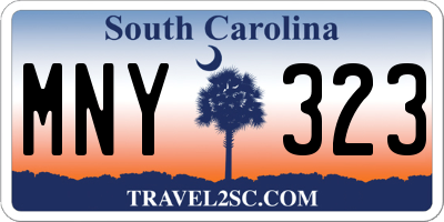 SC license plate MNY323