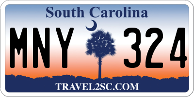 SC license plate MNY324