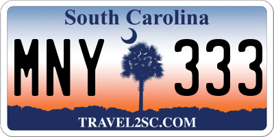 SC license plate MNY333