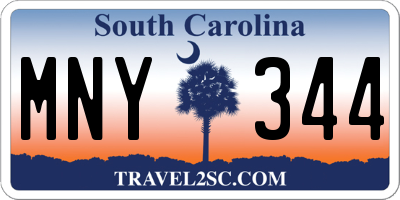 SC license plate MNY344
