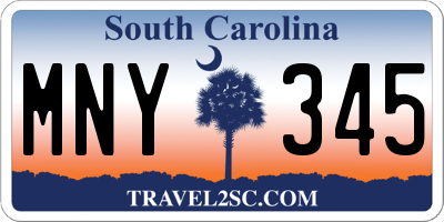 SC license plate MNY345