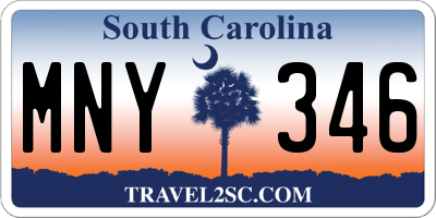 SC license plate MNY346