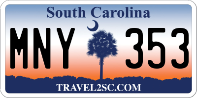SC license plate MNY353