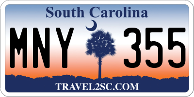 SC license plate MNY355